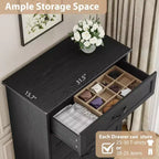 Commode à 6 tiroirs pour chambre à coucher, commode avec poignée métallique large, commode en bois moderne de style rustique, texture naturelle, organisateur de rangement pour chambre à coucher