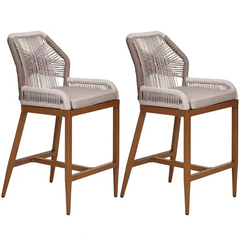 Tabourets de bar hauteur comptoir, lot de 2, Tabourets de bar hauteur comptoir en corde style bohème
