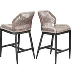Tabourets de bar hauteur comptoir, lot de 2, Tabourets de bar hauteur comptoir en corde style bohème