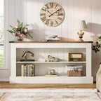 Meuble TV de style ferme pour téléviseur de 70 pouces, meuble de rangement de 63 pouces, console multimédia moderne pour salon, chambre à coucher (blanc)