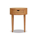Table d'appoint Rossville 18 ronde en rotin et bois avec tiroir