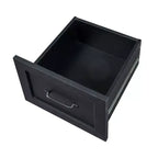 Bureau d'ordinateur en L avec huche et tiroirs, poste de travail d'angle moderne pour bureau à domicile, noir