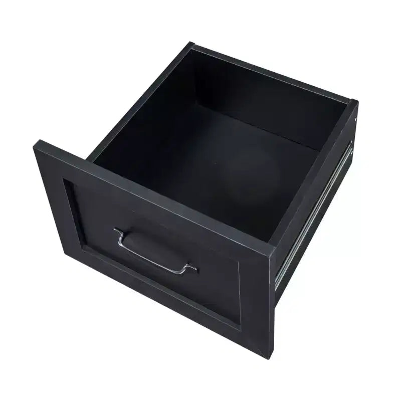 Bureau d'ordinateur en L avec huche et tiroirs, poste de travail d'angle moderne pour bureau à domicile, noir