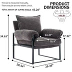 Fauteuil inclinable moderne en chenille avec accoudoirs réglables, dossier rembourré et cadre en métal noir, fauteuil de relaxation pour les salons et les espaces de détente