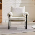 Fauteuil inclinable moderne en chenille avec accoudoirs réglables, dossier rembourré et cadre en métal noir, fauteuil de relaxation pour les salons et les espaces de détente
