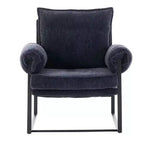 Fauteuil inclinable moderne en chenille avec accoudoirs réglables, dossier rembourré et cadre en métal noir, fauteuil de relaxation pour les salons et les espaces de détente