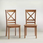 Chaise de salle à manger classique en bois massif Simplicity avec dossier croisé (lot de 2)