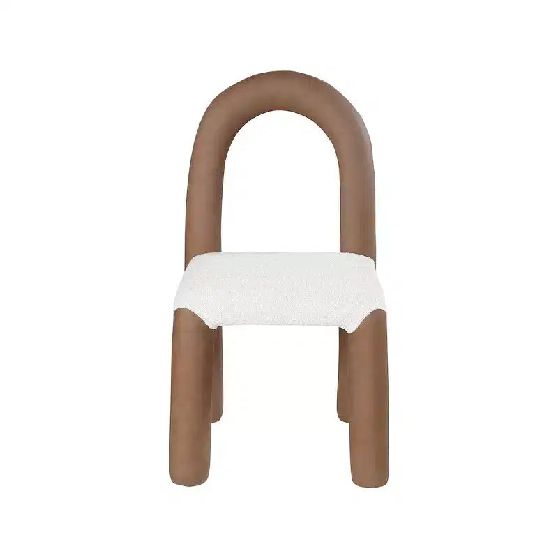 Chaise de salle à manger en cuir végétalien et tissu bouclé, ensemble de 2