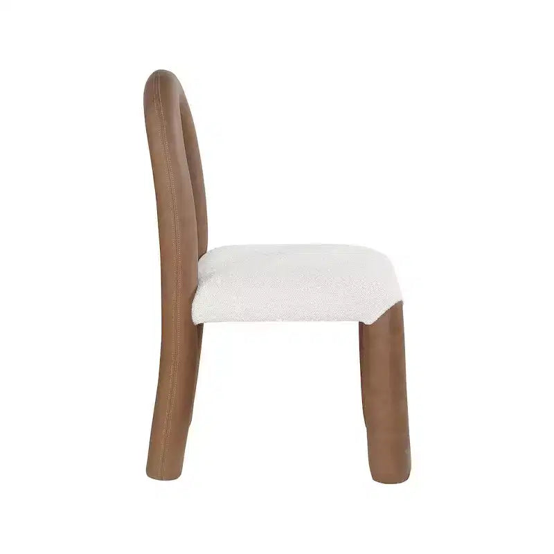 Chaise de salle à manger en cuir végétalien et tissu bouclé, ensemble de 2