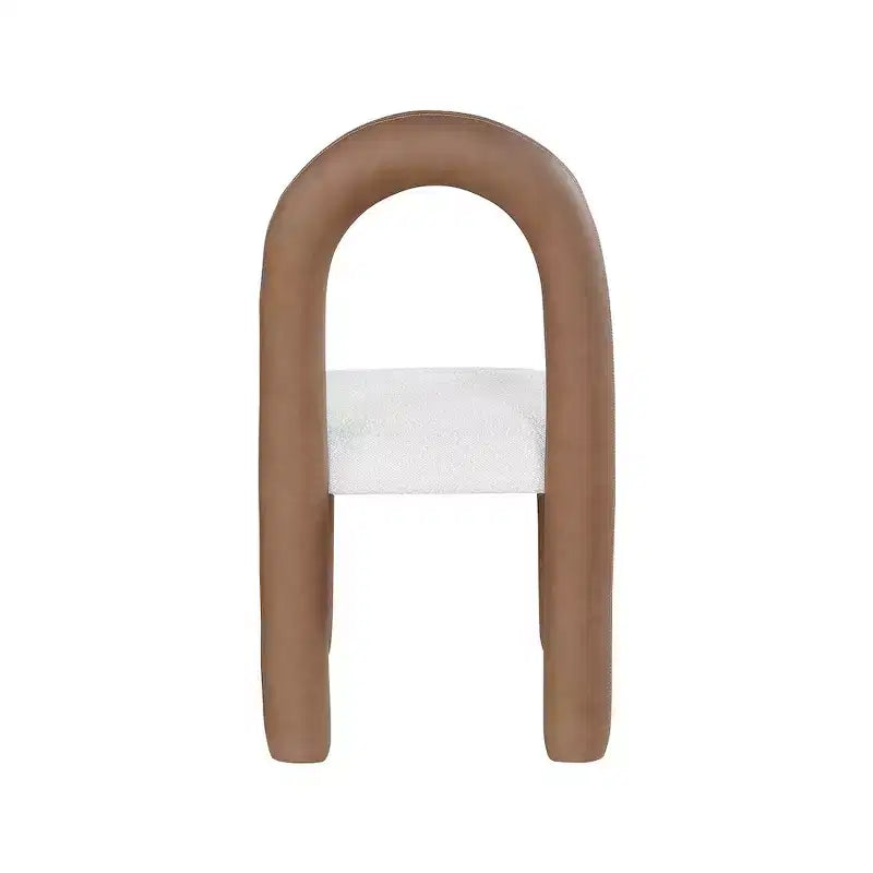 Chaise de salle à manger en cuir végétalien et tissu bouclé, ensemble de 2