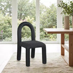 Chaise de salle à manger en cuir végétalien et tissu bouclé, ensemble de 2