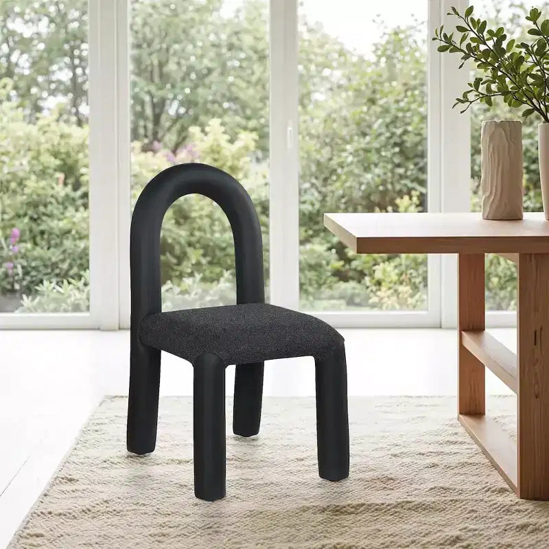 Chaise de salle à manger en cuir végétalien et tissu bouclé, ensemble de 2