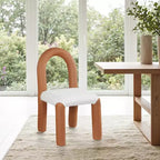 Chaise de salle à manger en cuir végétalien et tissu bouclé, ensemble de 2