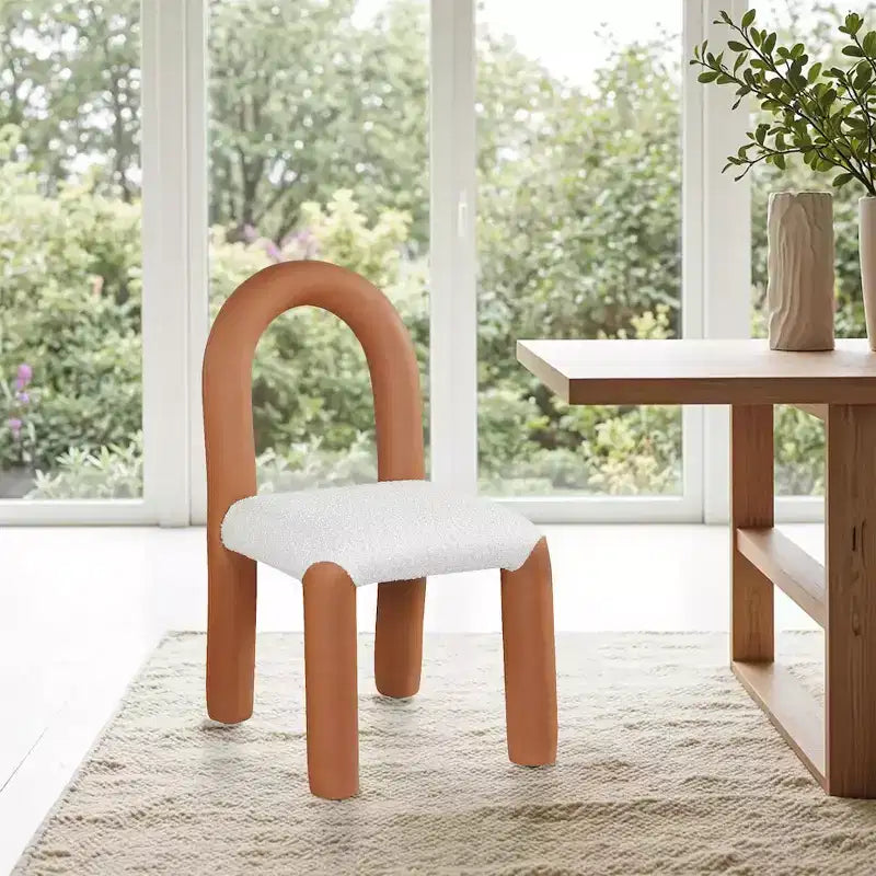 Chaise de salle à manger en cuir végétalien et tissu bouclé, ensemble de 2