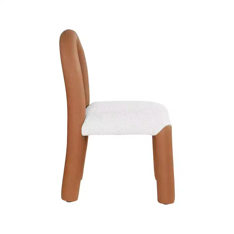 Chaise de salle à manger en cuir végétalien et tissu bouclé, ensemble de 2