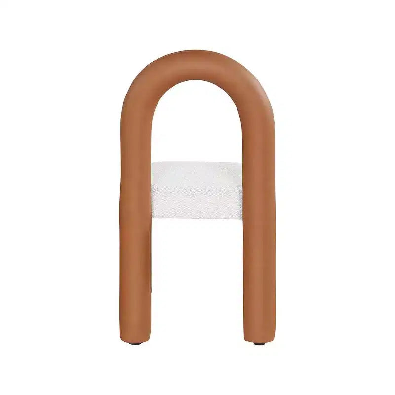 Chaise de salle à manger en cuir végétalien et tissu bouclé, ensemble de 2