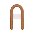 Chaise de salle à manger en cuir végétalien et tissu bouclé, ensemble de 2
