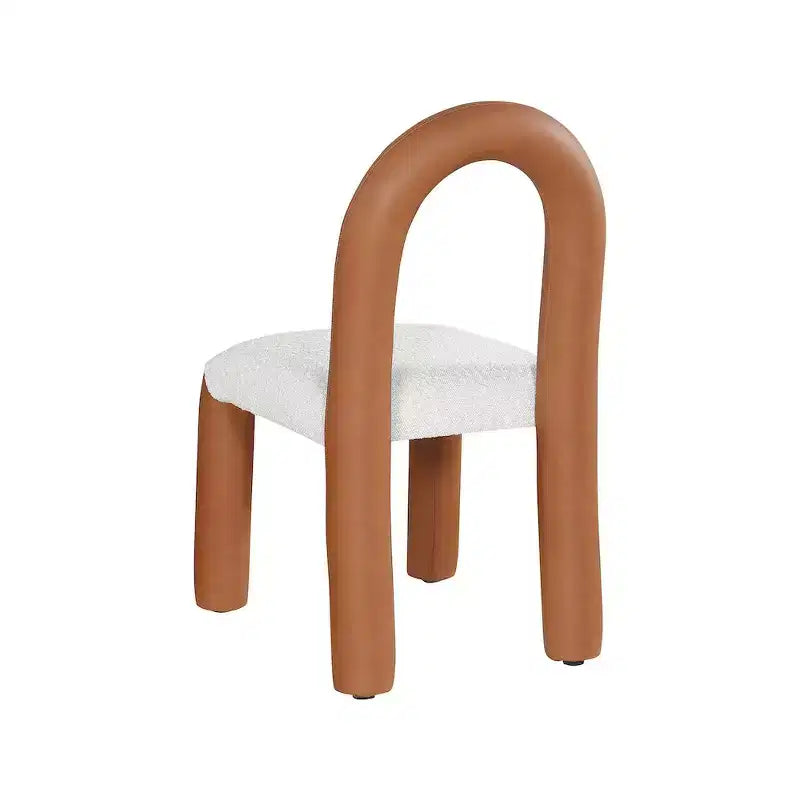 Chaise de salle à manger en cuir végétalien et tissu bouclé, ensemble de 2