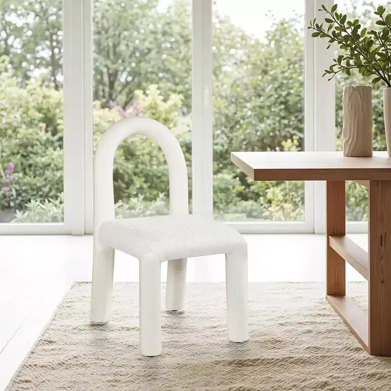 Chaise de salle à manger en cuir végétalien et tissu bouclé, ensemble de 2