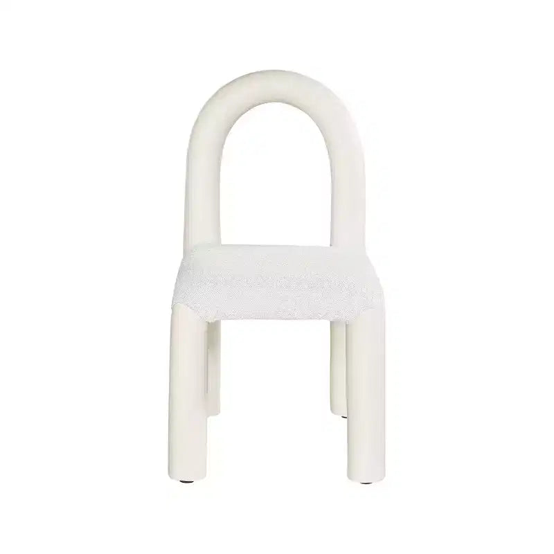 Chaise de salle à manger en cuir végétalien et tissu bouclé, ensemble de 2