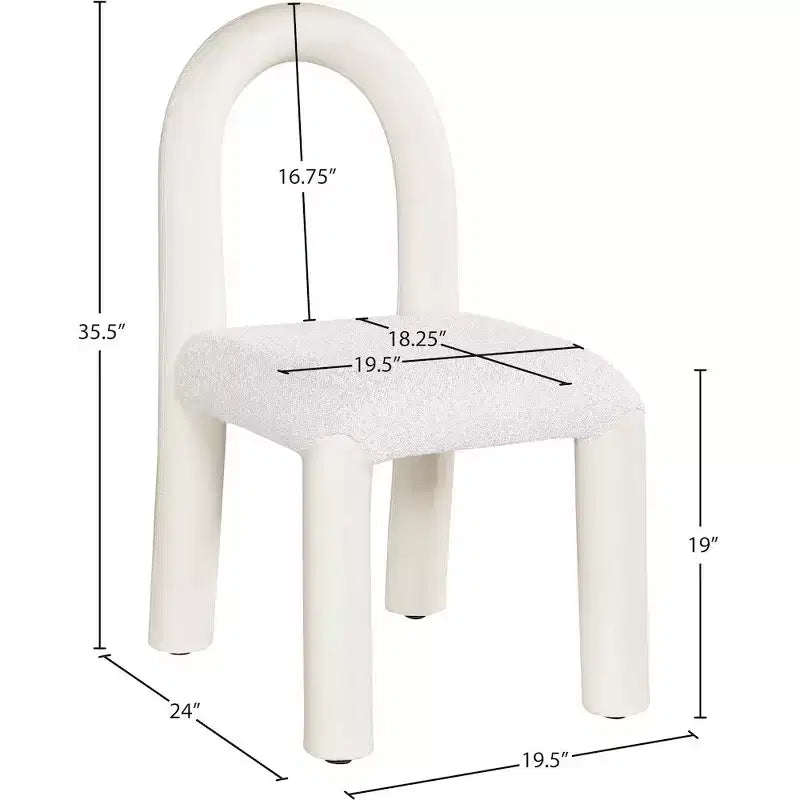 Chaise de salle à manger en cuir végétalien et tissu bouclé, ensemble de 2