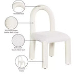 Chaise de salle à manger en cuir végétalien et tissu bouclé, ensemble de 2