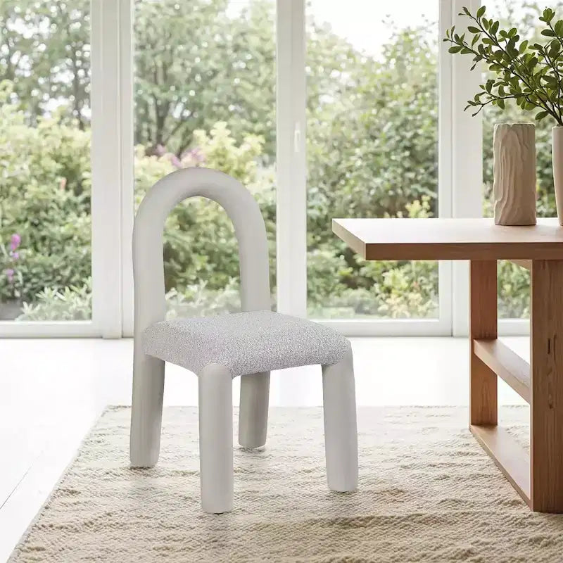 Chaise de salle à manger en cuir végétalien et tissu bouclé, ensemble de 2