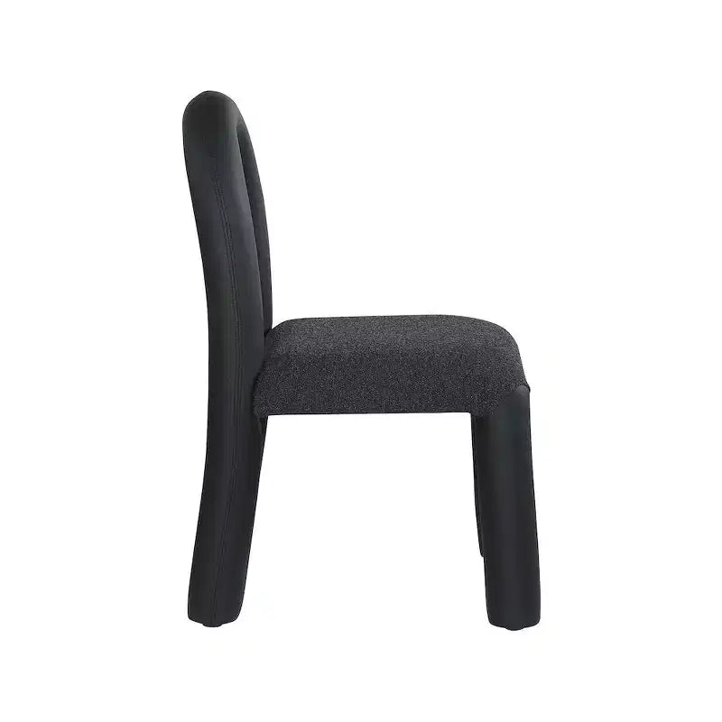 Chaise de salle à manger en cuir végétalien et tissu bouclé, ensemble de 2