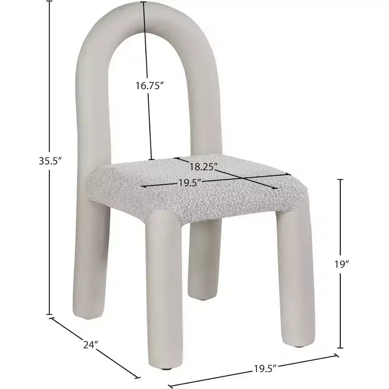 Chaise de salle à manger en cuir végétalien et tissu bouclé, ensemble de 2
