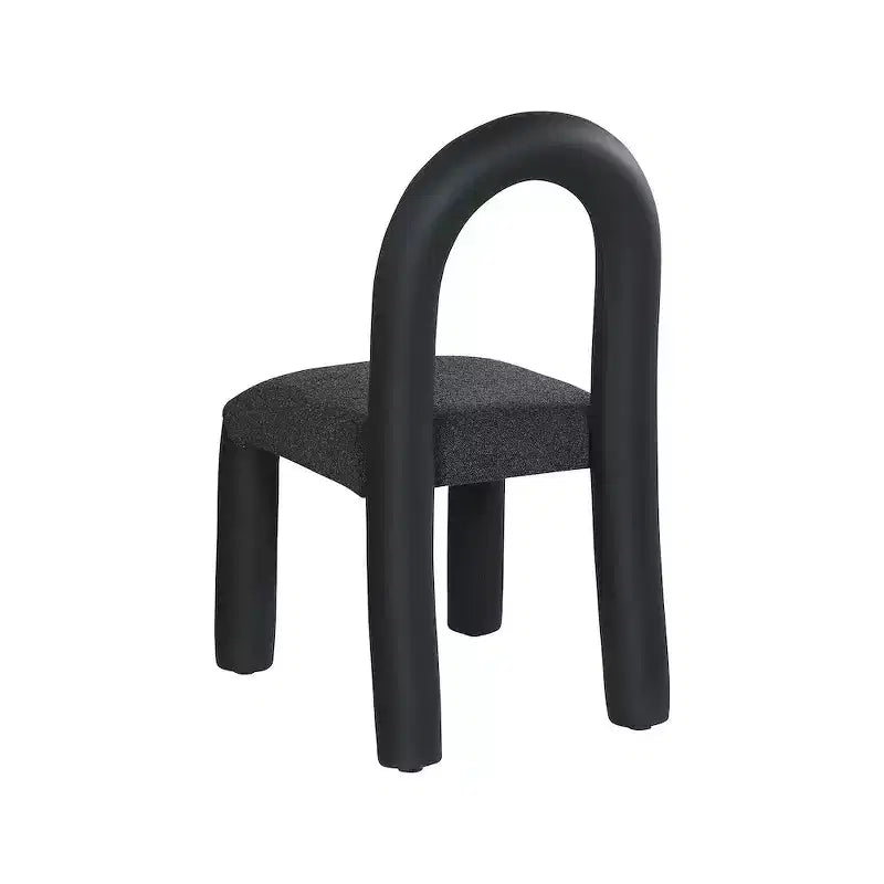 Chaise de salle à manger en cuir végétalien et tissu bouclé, ensemble de 2