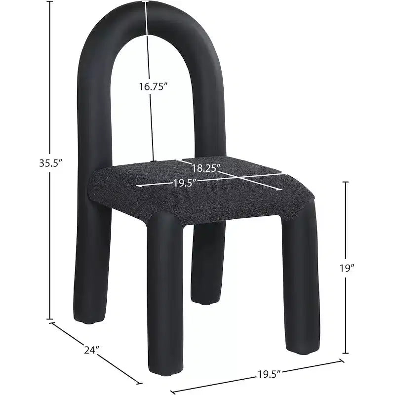 Chaise de salle à manger en cuir végétalien et tissu bouclé, ensemble de 2