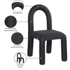 Chaise de salle à manger en cuir végétalien et tissu bouclé, ensemble de 2
