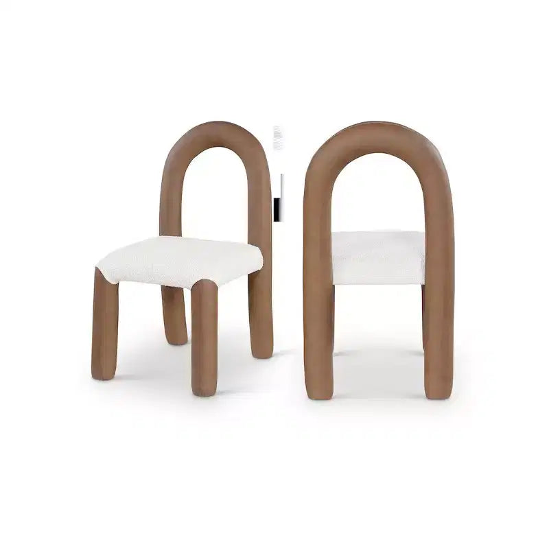Chaise de salle à manger en cuir végétalien et tissu bouclé, ensemble de 2