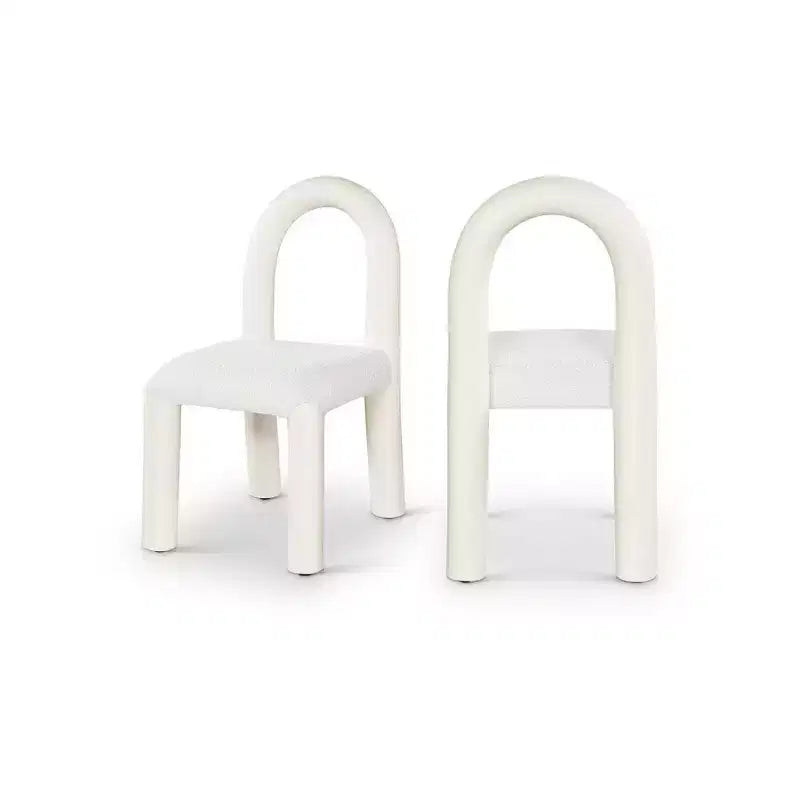 Chaise de salle à manger en cuir végétalien et tissu bouclé, ensemble de 2