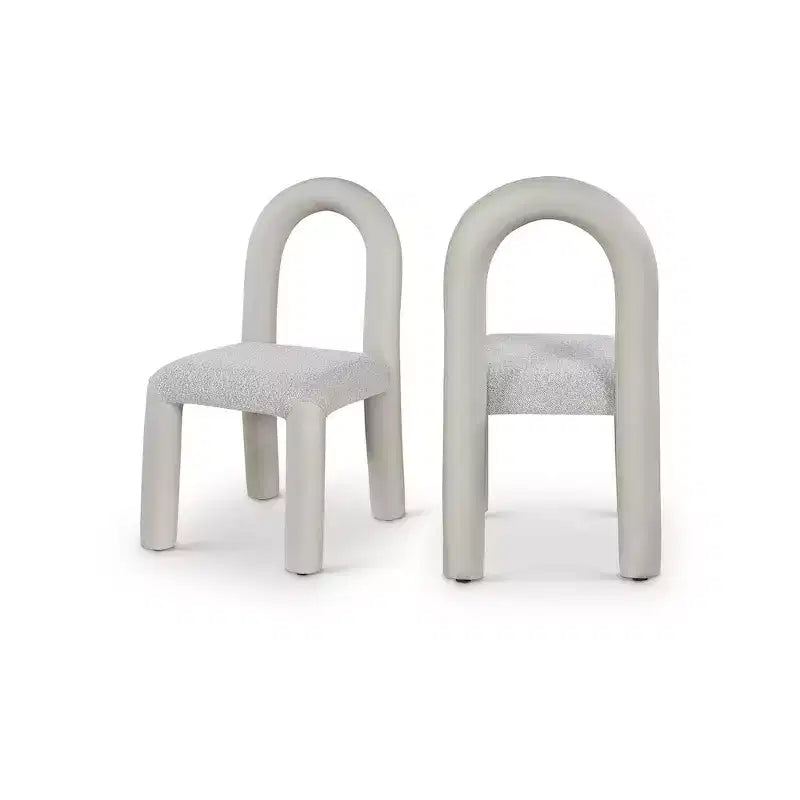 Chaise de salle à manger en cuir végétalien et tissu bouclé, ensemble de 2