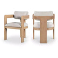 Meridian Furniture,Sacha Beige Linen Textured Fabric Upholstered Dining Chair, Set of 2