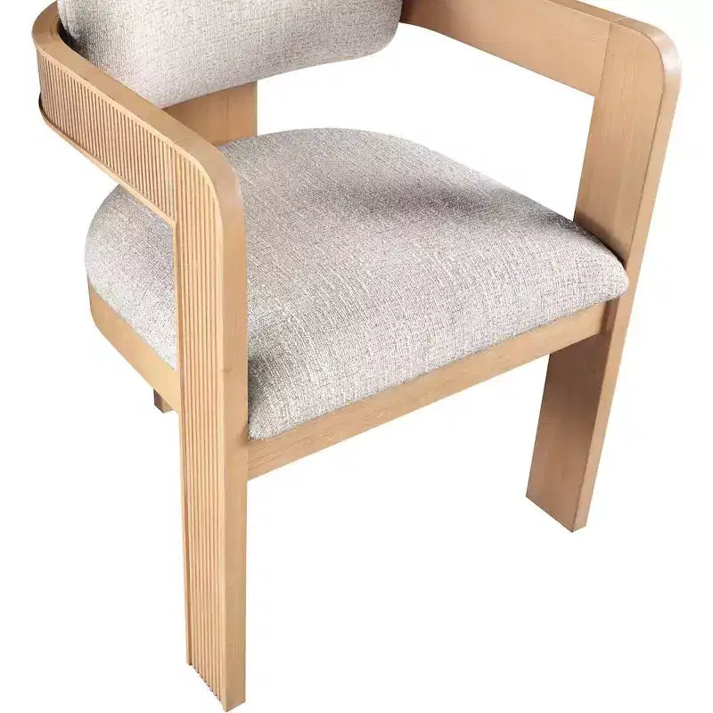 Chaise de salle à manger Sacha en tissu texturé lin beige, lot de 2