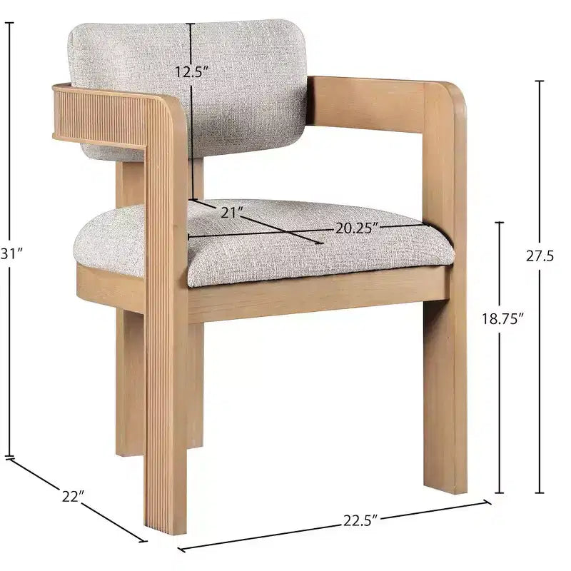 Chaise de salle à manger Sacha en tissu texturé lin beige, lot de 2