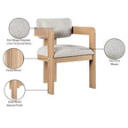 Chaise de salle à manger Sacha en tissu texturé lin beige, lot de 2