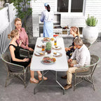 Table pliante 5 pieds Table de fête longue pliable en deux Table portable et escamotable avec conception robuste