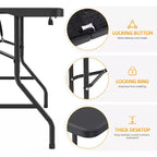 Table pliante 5 pieds Table de fête longue pliable en deux Table portable et escamotable avec conception robuste