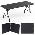 SUGIFT 5ft Folding Table Fold-in-Half Long Party Table Collapsible Portable Table with Heavy-Duty Design