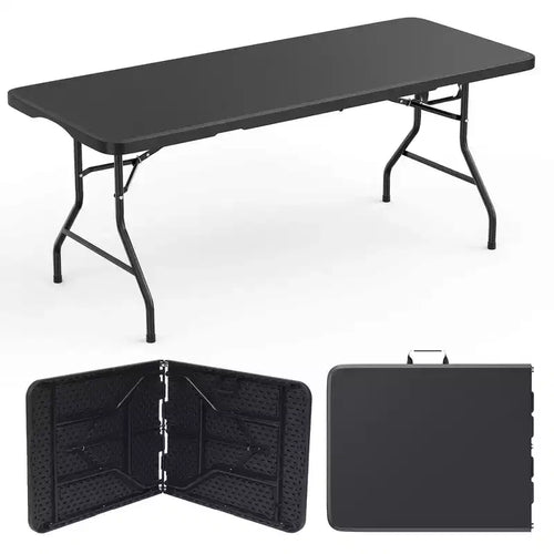 SUGIFT 5ft Folding Table Fold-in-Half Long Party Table Collapsible Portable Table with Heavy-Duty Design