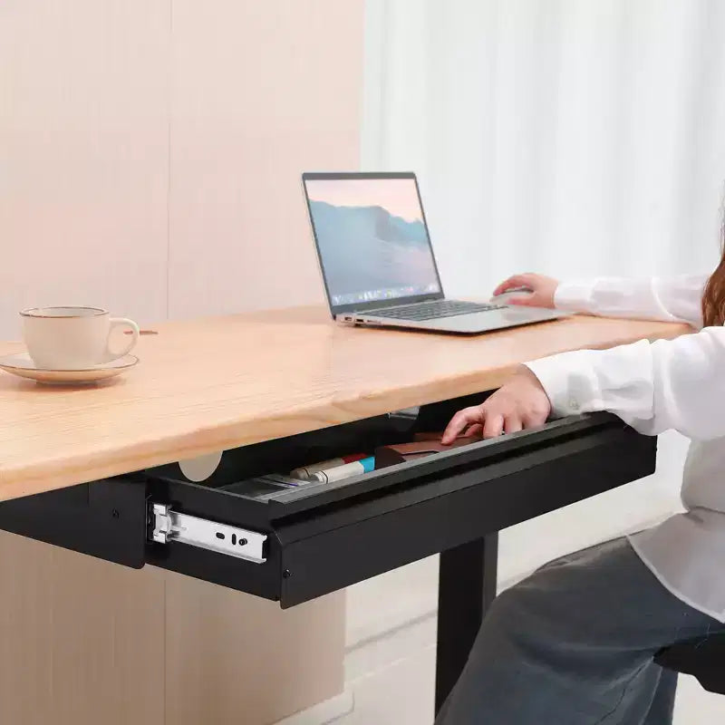 Tiroir coulissant de 33 pouces de large à fixer sous le bureau, fixation tiroir extractible sous le bureau, organiseur de rangement de bureau dissimulé, 33x9x4 po, noir