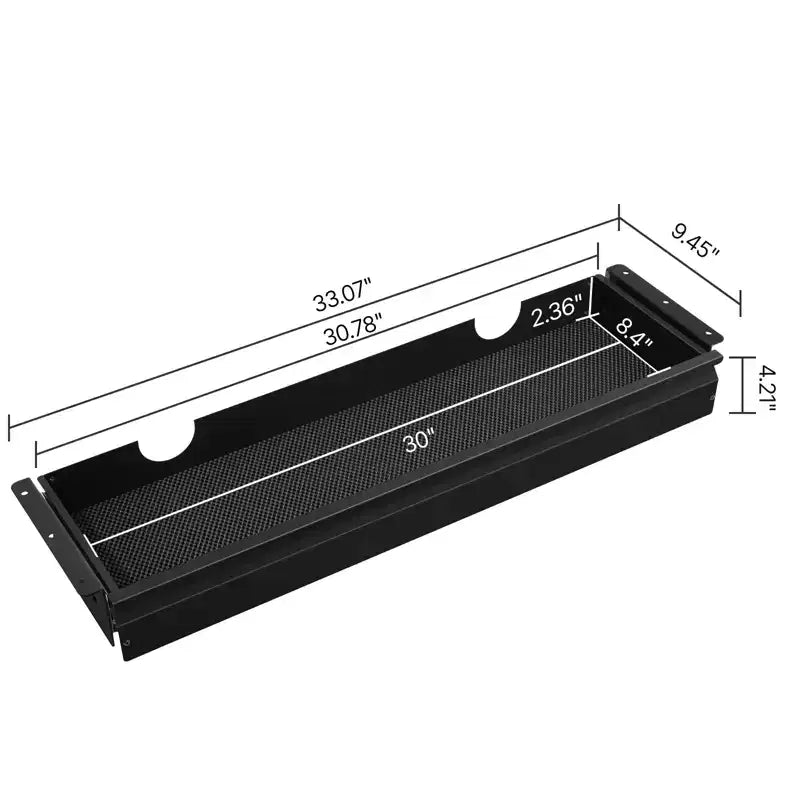 Tiroir coulissant de 33 pouces de large à fixer sous le bureau, fixation tiroir extractible sous le bureau, organiseur de rangement de bureau dissimulé, 33x9x4 po, noir