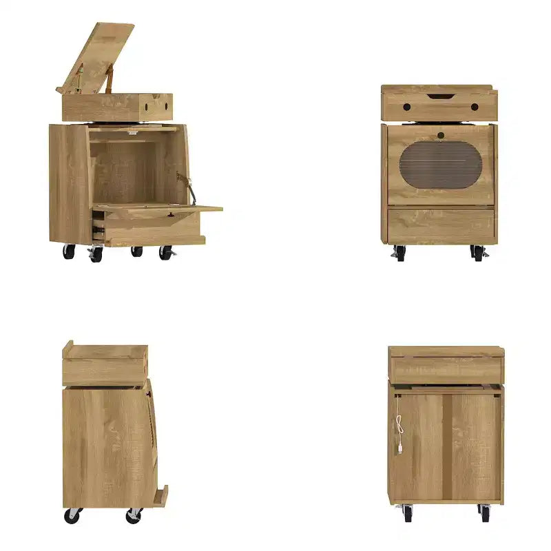 Table de chevet en forme de robot avec éclairage d'ambiance, roulettes verrouillables et fenêtre en verre trempé Rangement amusant pour chambre d'enfant