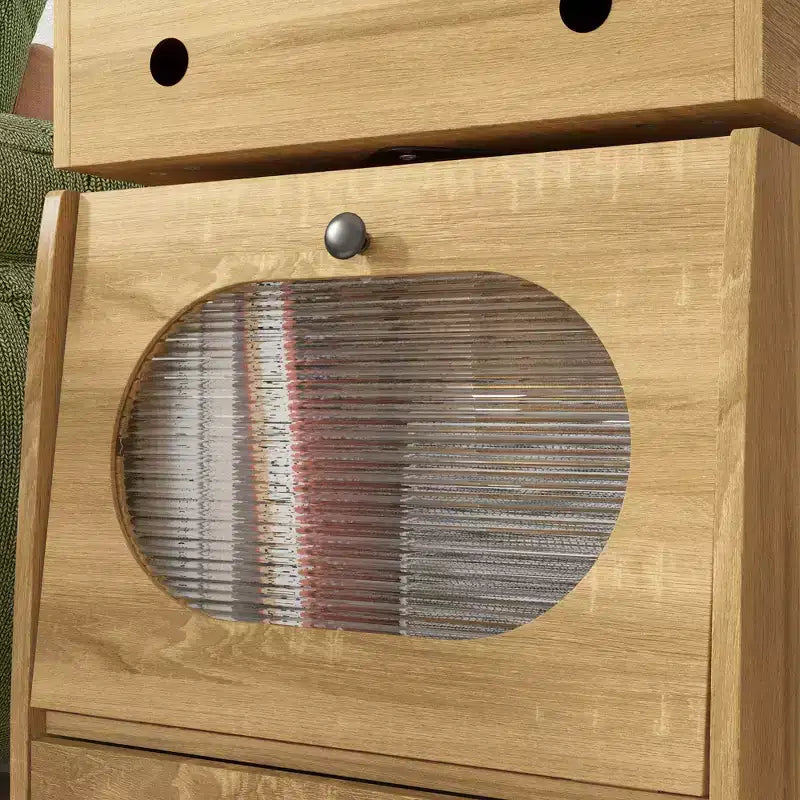 Table de chevet en forme de robot avec éclairage d'ambiance, roulettes verrouillables et fenêtre en verre trempé Rangement amusant pour chambre d'enfant