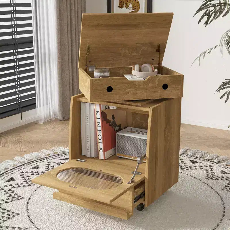 Table de chevet en forme de robot avec éclairage d'ambiance, roulettes verrouillables et fenêtre en verre trempé Rangement amusant pour chambre d'enfant