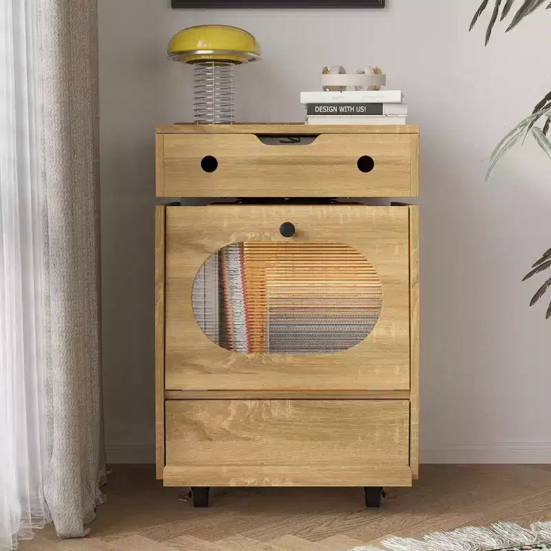 Table de chevet en forme de robot avec éclairage d'ambiance, roulettes verrouillables et fenêtre en verre trempé Rangement amusant pour chambre d'enfant