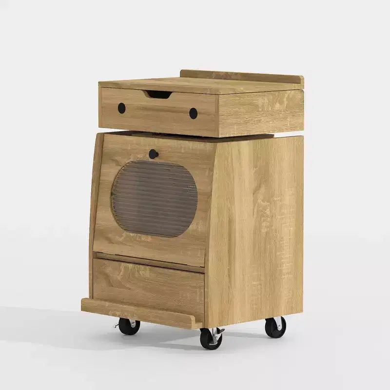Table de chevet en forme de robot avec éclairage d'ambiance, roulettes verrouillables et fenêtre en verre trempé Rangement amusant pour chambre d'enfant